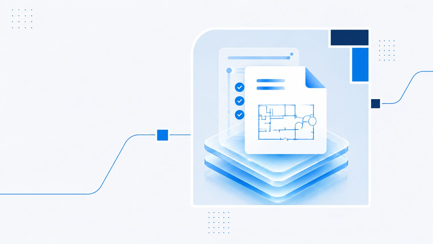 Plant drawing and controlled information checklist in the PIM Solutions blue visual style