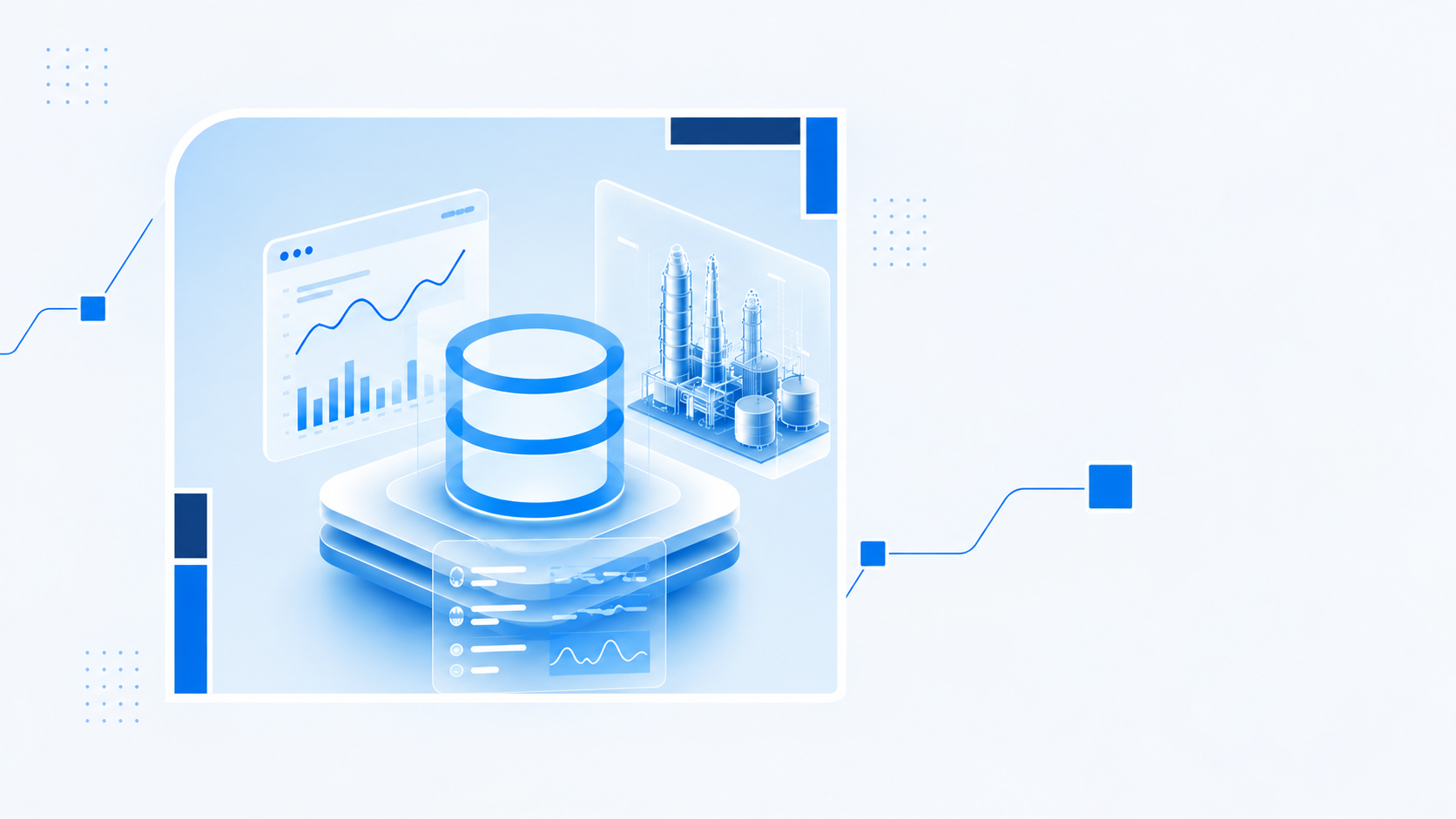 Connected plant data and digital asset information in blue