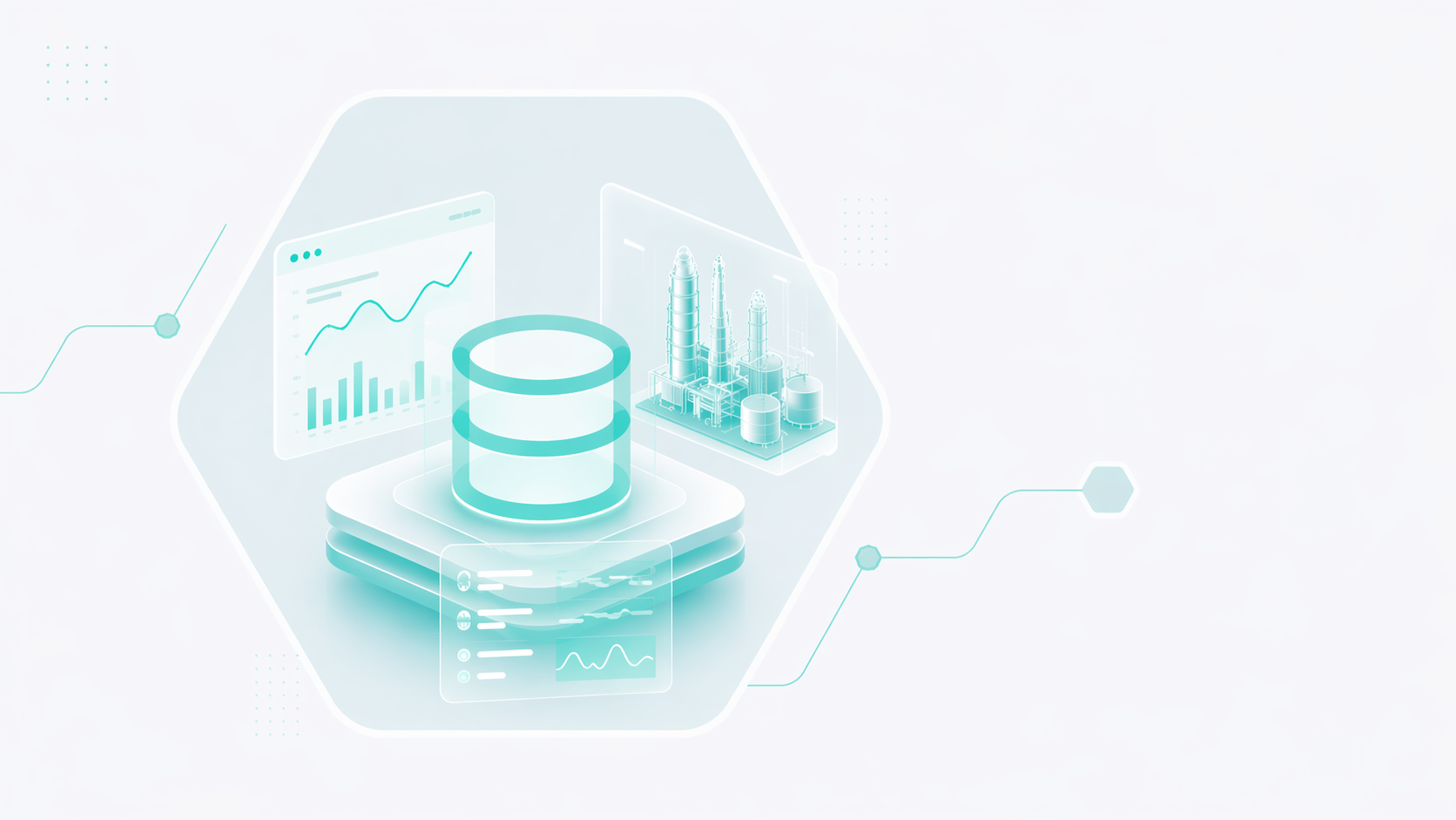 Connected plant data and digital asset information in blue